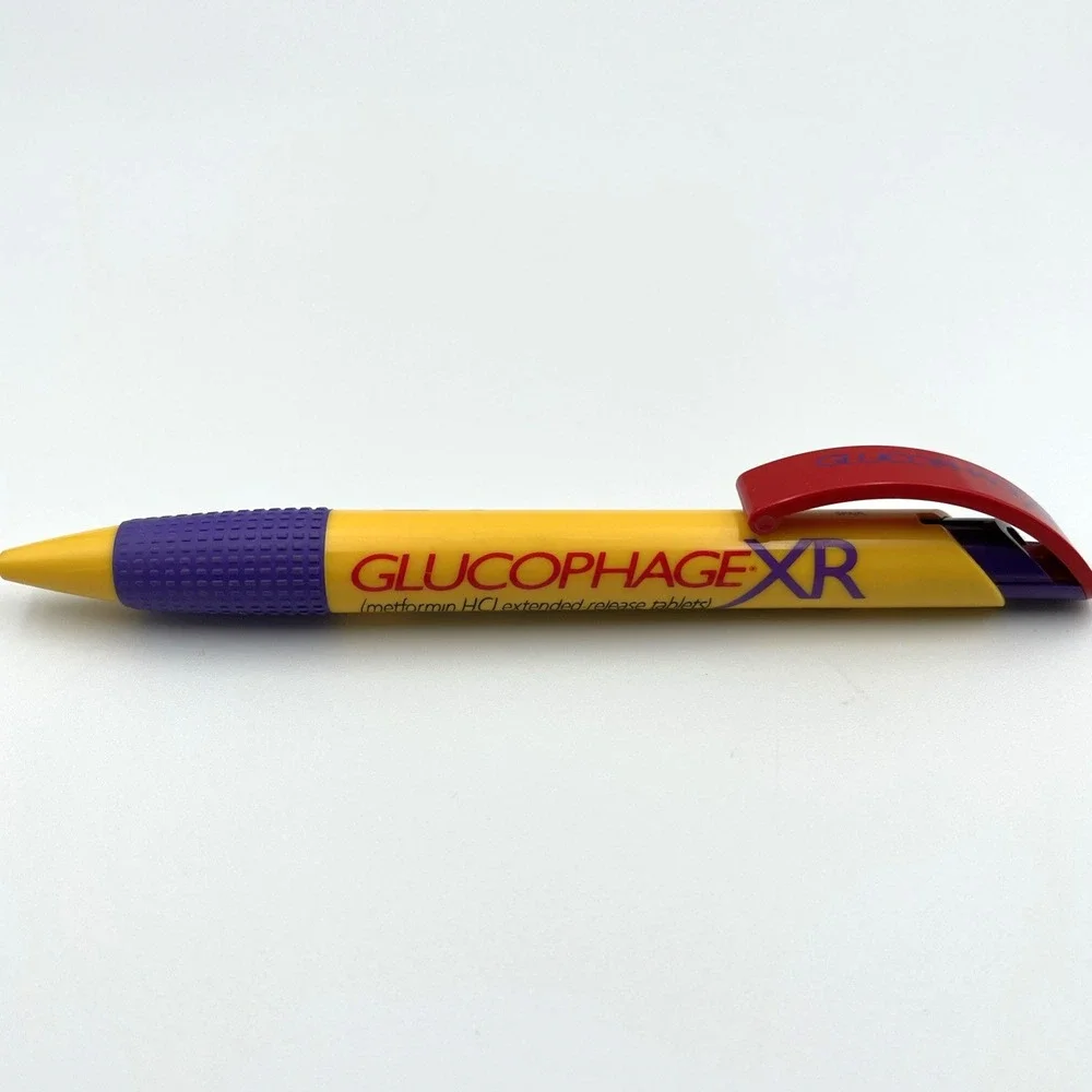 Glucophage XR Drug Rep Advertising Pen Pharma Promo Yellow Purple Collectible